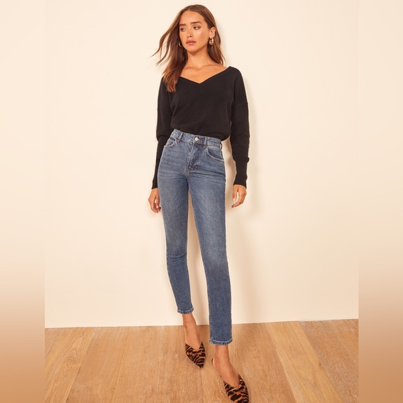 Reformation Jeans Harper High Rise Skinny Cropped - Syracuse Wash sz 26 - Picture 1 of 6